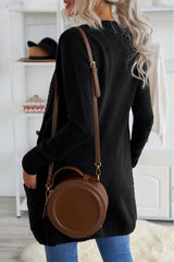 Black Front Pocket and Buttons Closure Cardigan Sweaters & Cardigans JT's Designer Fashion