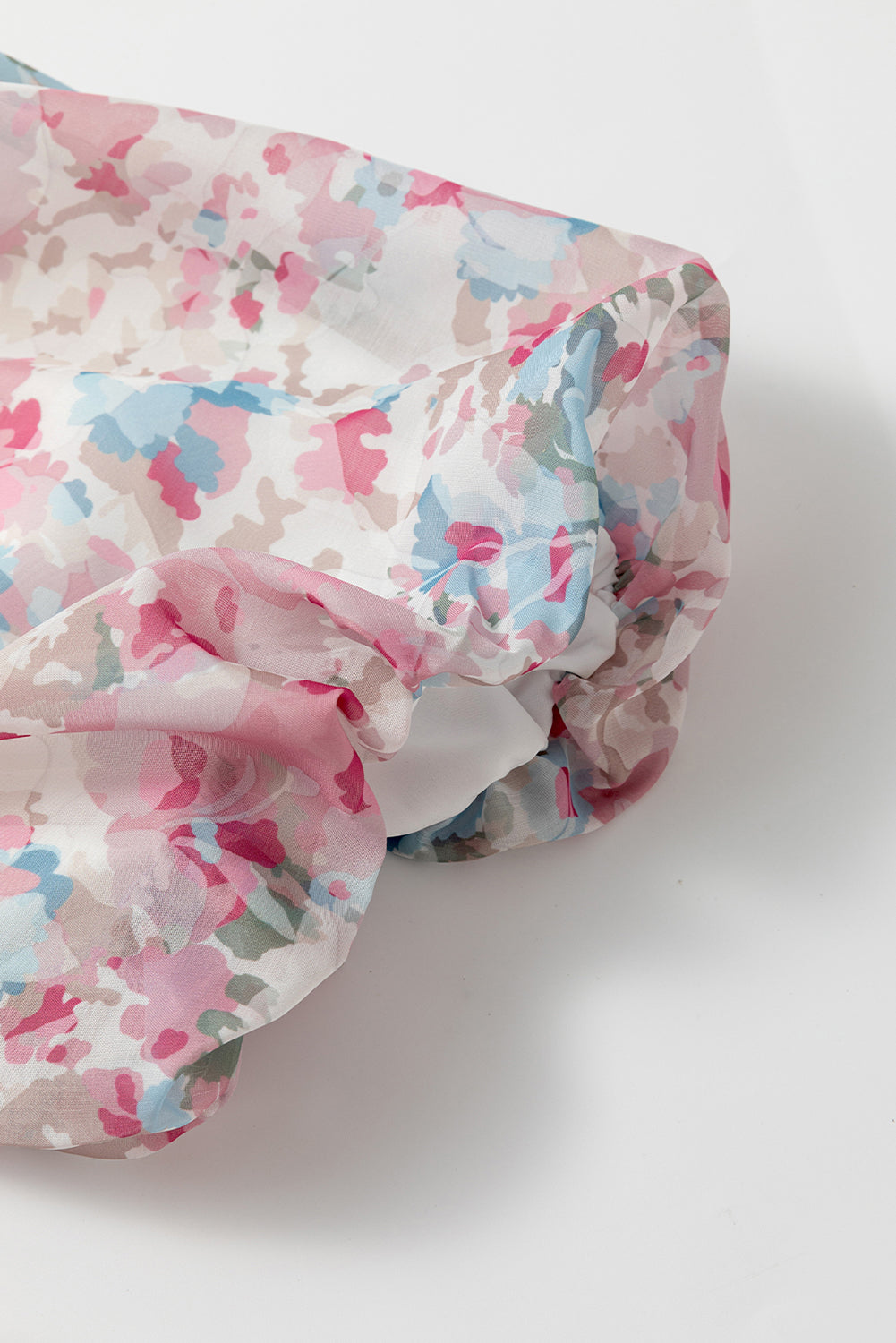 Pink Floral Puff Sleeve Square Neck Smock Ruffled Dress Floral Dresses JT's Designer Fashion