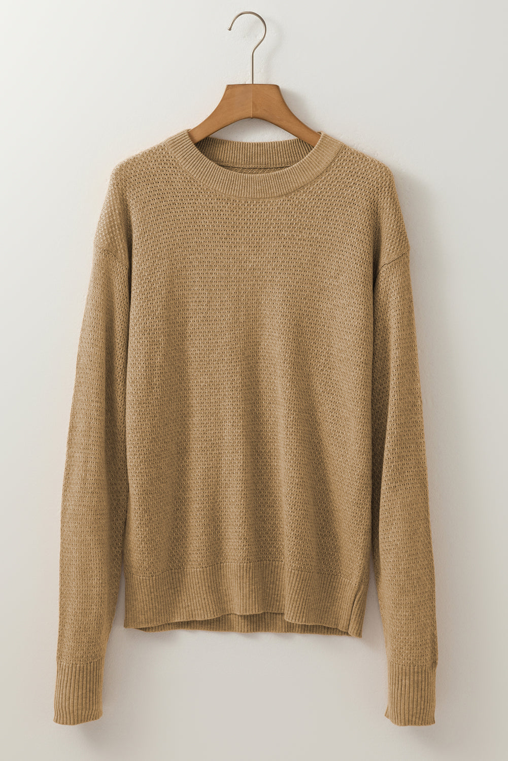 Straw Yellow Brushed Knit Casual Fitted Sweater Sweaters JT's Designer Fashion