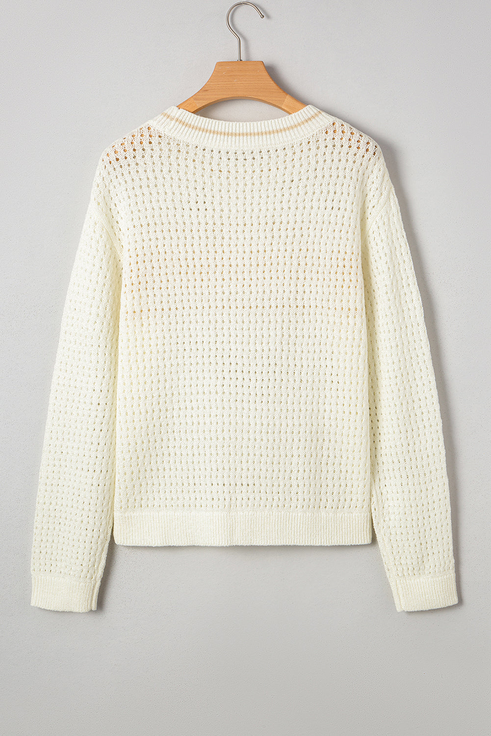 White BEACH Hollow Out Knitted Lightweight Dolman Sweater Sweaters JT's Designer Fashion