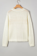 White BEACH Hollow Out Knitted Lightweight Dolman Sweater Sweaters JT's Designer Fashion