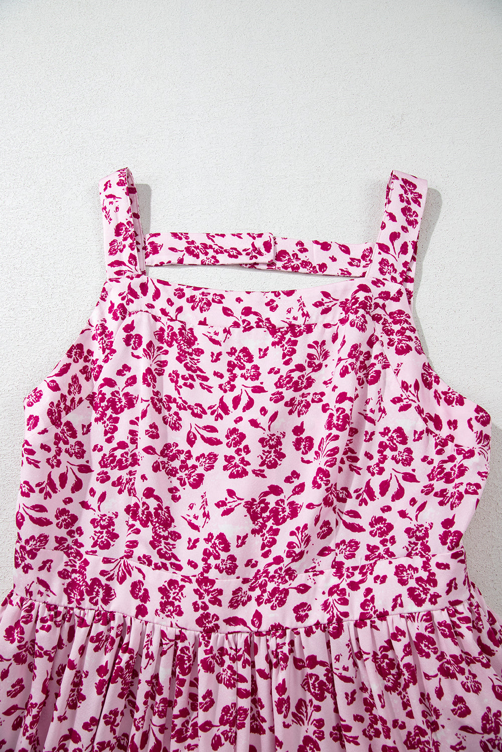 Pink Floral Cutout Back Empire Waist Sleeveless Long Dress Maxi Dresses JT's Designer Fashion