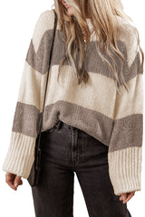 Simply Taupe Colorblock Loose Pullover Sweater Sweaters JT's Designer Fashion