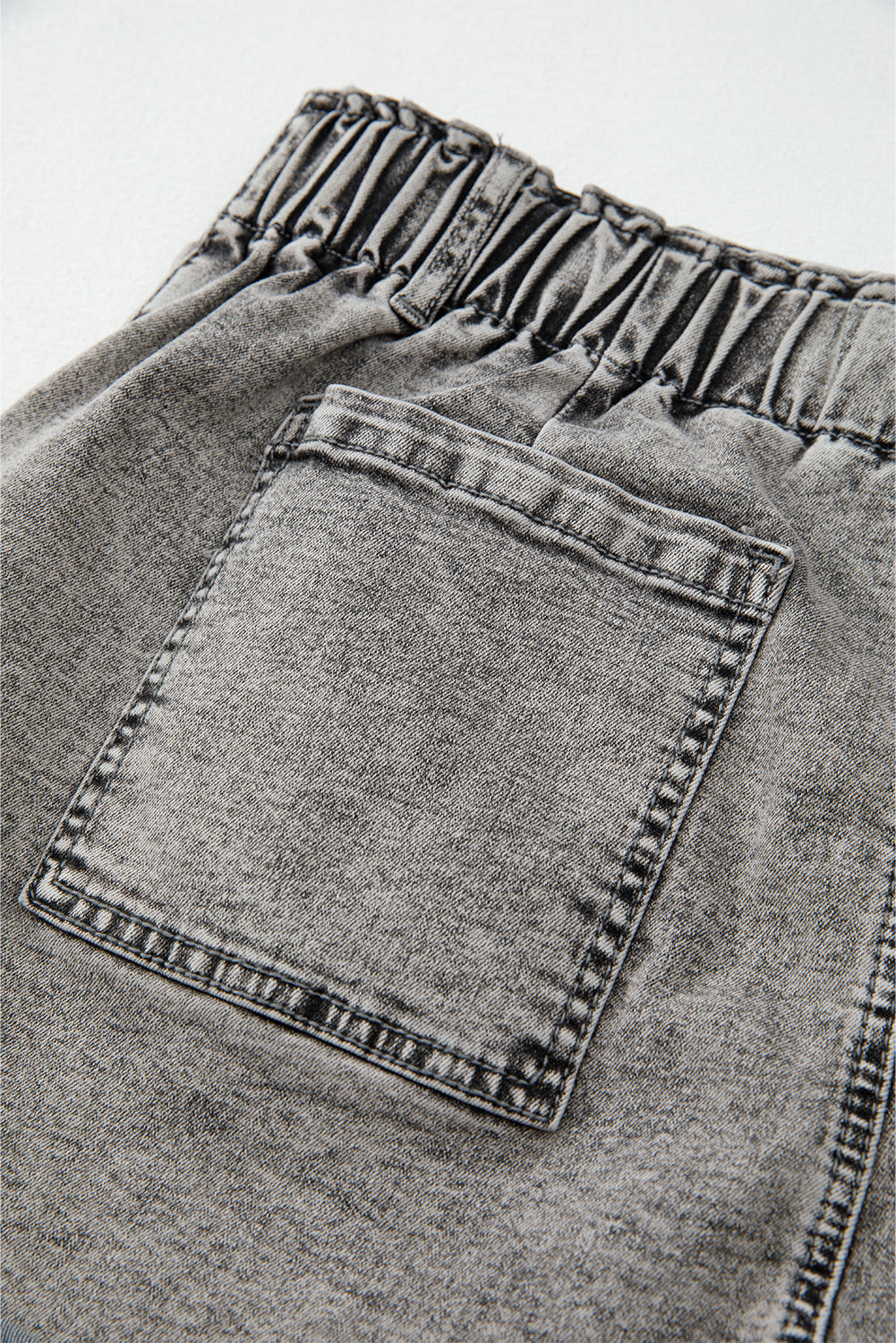 Gray Zipped Light Wash Cuffed Edge Denim Shorts Denim Shorts JT's Designer Fashion