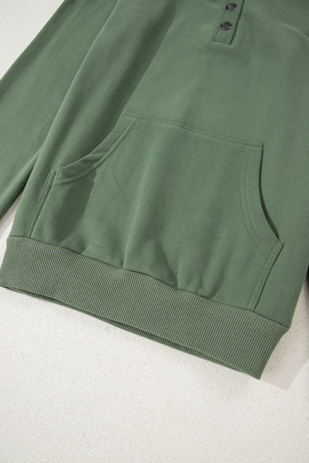 Mist Green Button Drawstring Hooded Pullover and Casual Short Set Short Sets JT's Designer Fashion