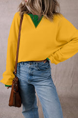 Ginger Color Block Patch Drop Shoulder Oversized Sweatshirt Sweatshirts & Hoodies JT's Designer Fashion
