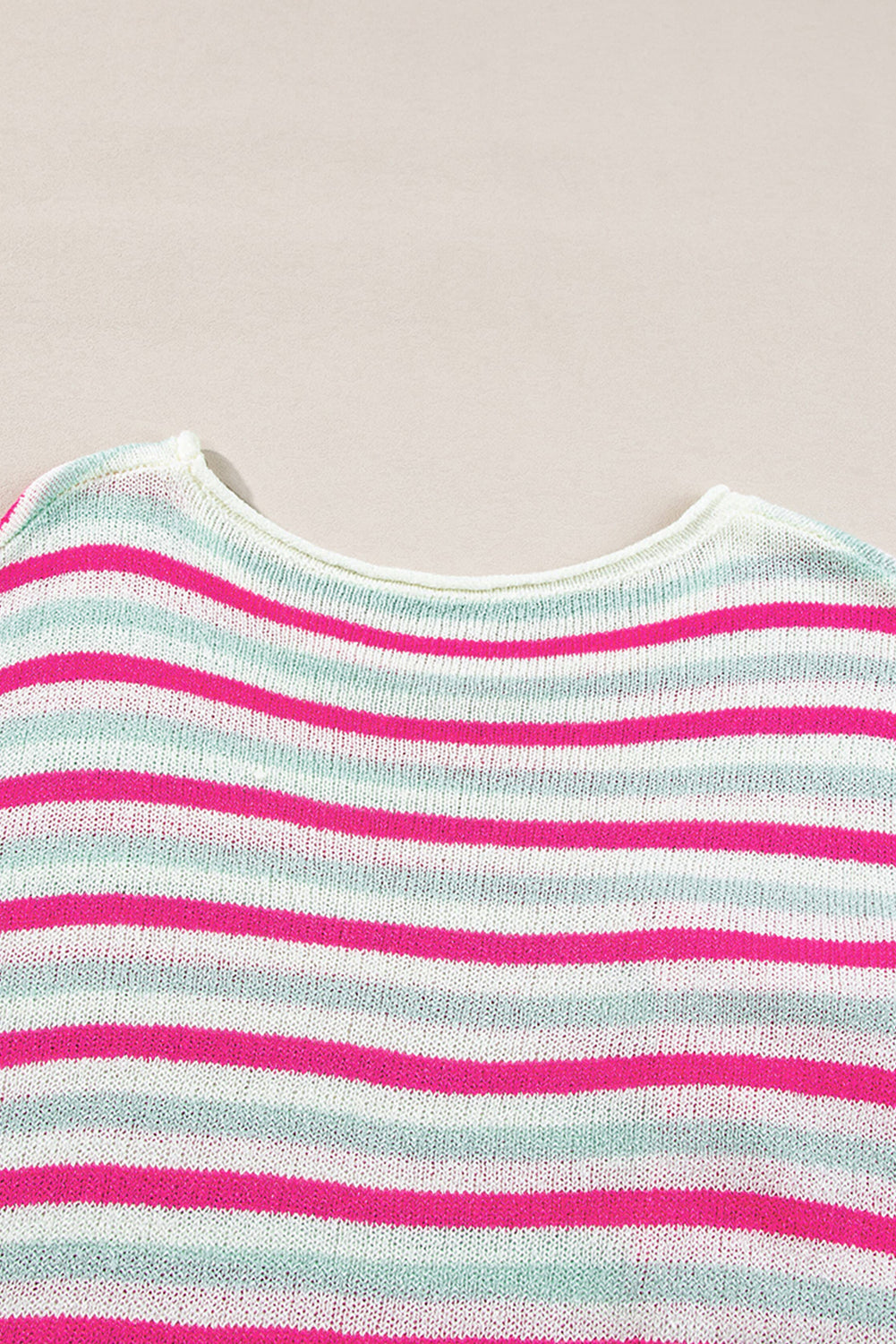 Rose Stripe Oversized Drop Shoulder Sweater with Pocket Sweaters JT's Designer Fashion