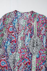 Red Paisley Print Open Front Kimono Kimonos JT's Designer Fashion