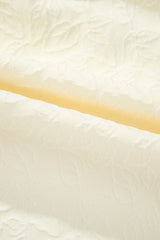 White Floral Textured Bubble Sleeve Frilled Notched Neck Dress Mini Dresses JT's Designer Fashion
