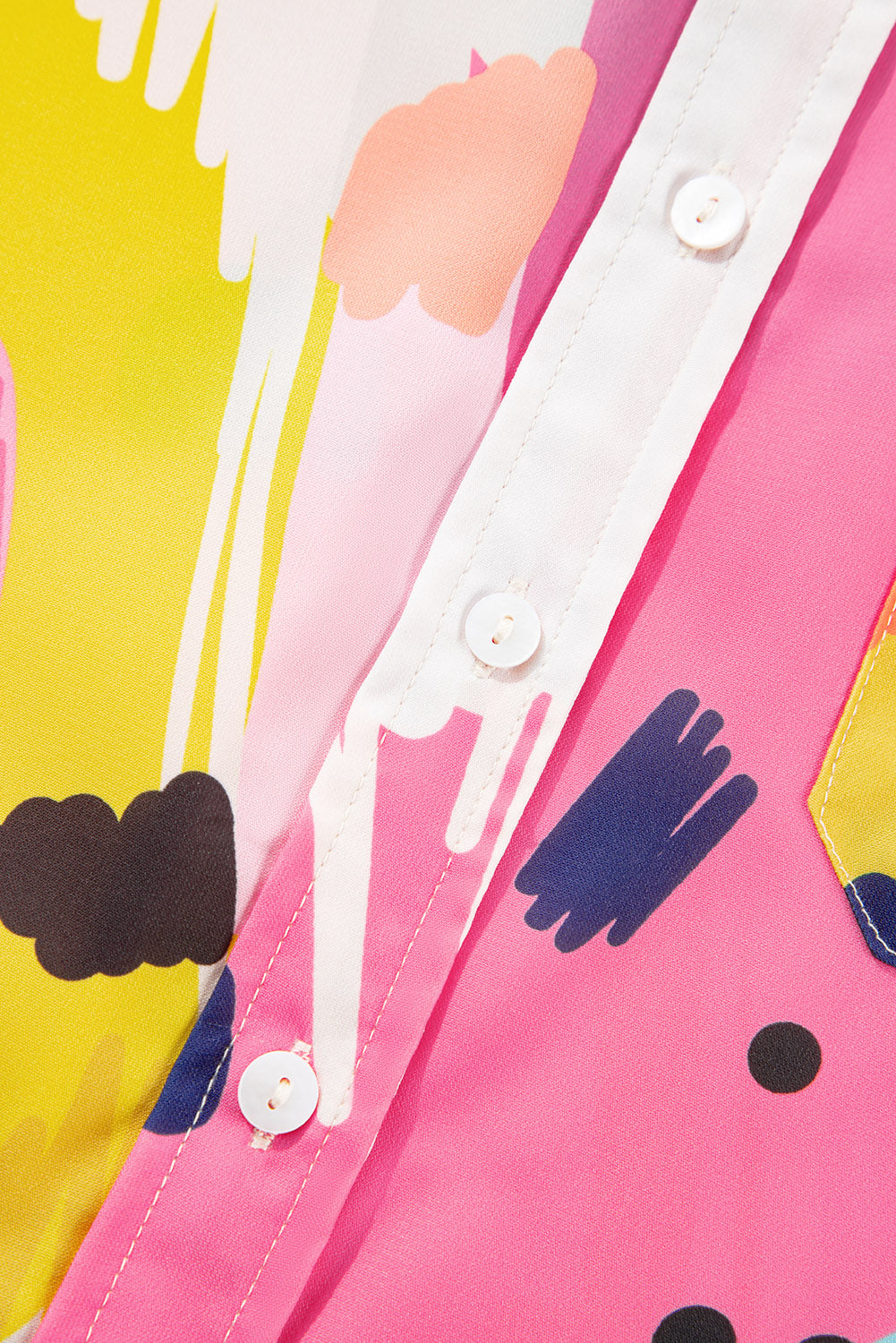 Multicolour Abstract Print Collared Cap Sleeve Casual Shirt Blouses & Shirts JT's Designer Fashion