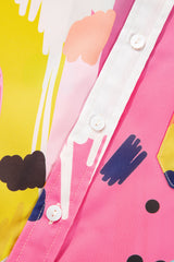 Multicolour Abstract Print Collared Cap Sleeve Casual Shirt Blouses & Shirts JT's Designer Fashion