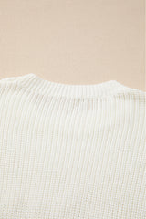 White Striped Merry Bright Letter Christmas Sweater Sweaters JT's Designer Fashion