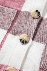 Plaid Color Block Buttoned Long Sleeve Jacket with Pocket Plaid Shackets JT's Designer Fashion