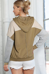 Brown Colorblock Patchwork Pullover Hoodie Sweatshirts & Hoodies JT's Designer Fashion