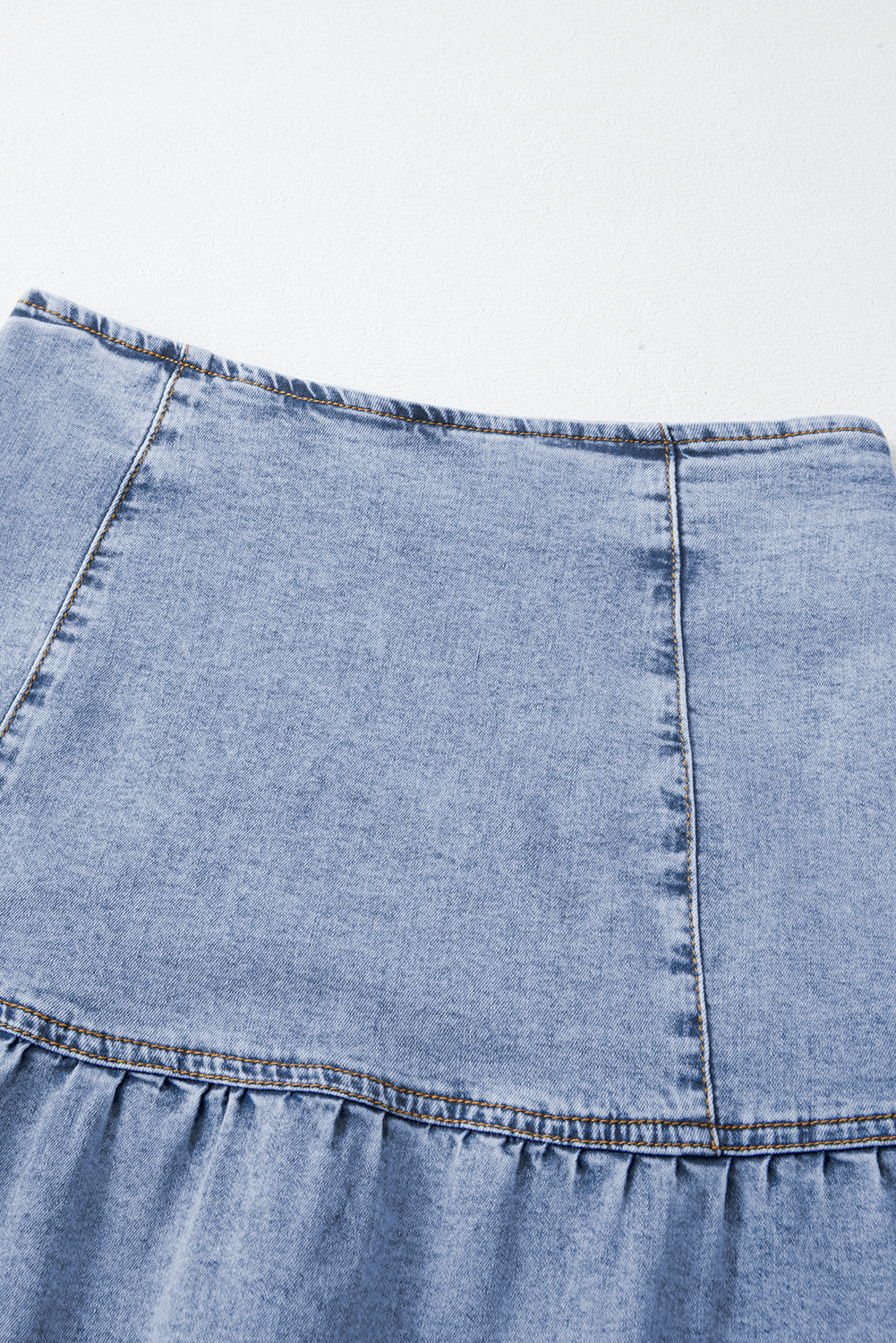 Beau Blue Asymmetric Ruffle Overlay Denim Mini Skirt Skirts & Petticoat JT's Designer Fashion