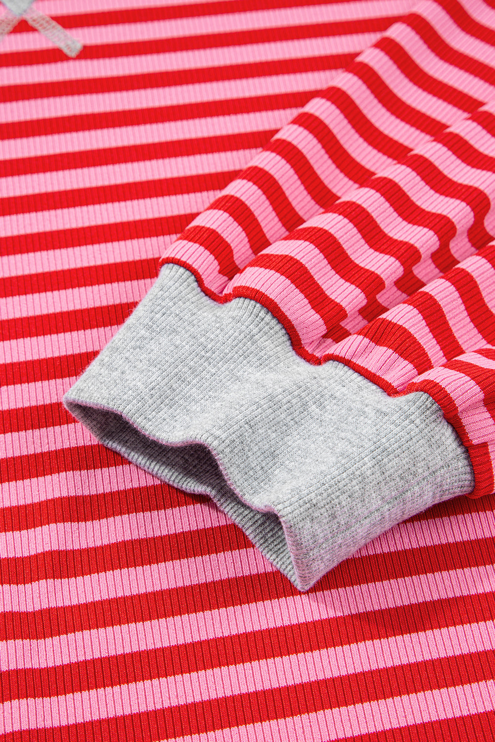 Red Stripe Drop Shoulder Baggy Pullover and Shorts Casual Set Short Sets JT's Designer Fashion