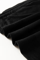 Black Racerback Ribbed Knit Drawstring Bodycon Dress Bodycon Dresses JT's Designer Fashion