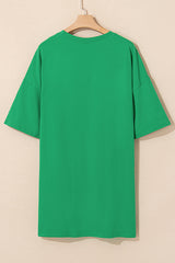 Bright Green Rhinestone Lucky Poker Cards Oversized T Shirt Mini Dress T Shirt Dresses JT's Designer Fashion