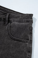 Carbon Grey Raw Hem High Waist Denim Shorts Denim Shorts JT's Designer Fashion