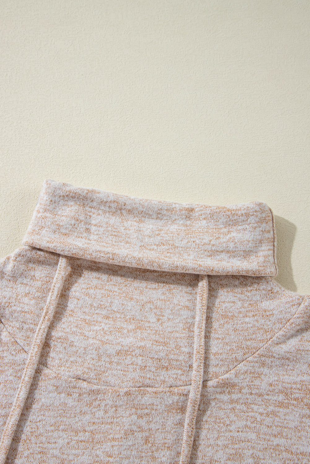 Apricot Drawstring Cowl High Neck Long Sleeve Split Top Long Sleeve Tops JT's Designer Fashion