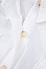 White Cotton Gauze Lace Patchwork Long Sleeve Shirt Blouses & Shirts JT's Designer Fashion