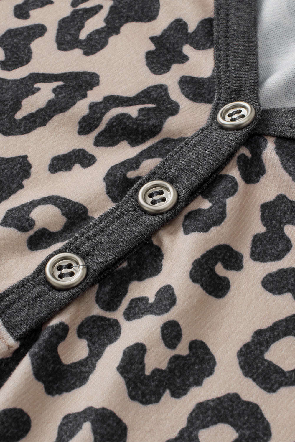 Multicolour Leopard Button V Neck Tee and Drawstring Shorts Set Short Sets JT's Designer Fashion