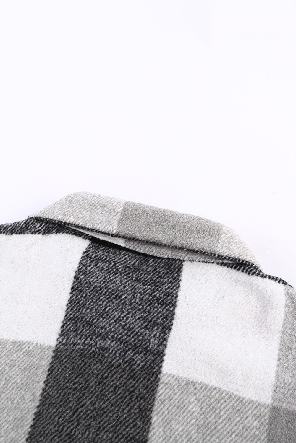Gray Plaid Color Block Buttoned Long Sleeve Jacket with Pocket Plaid Shackets JT's Designer Fashion