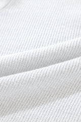White Lightweight Ribbed Knit Button Front V Neck Cardigan Cardigans JT's Designer Fashion