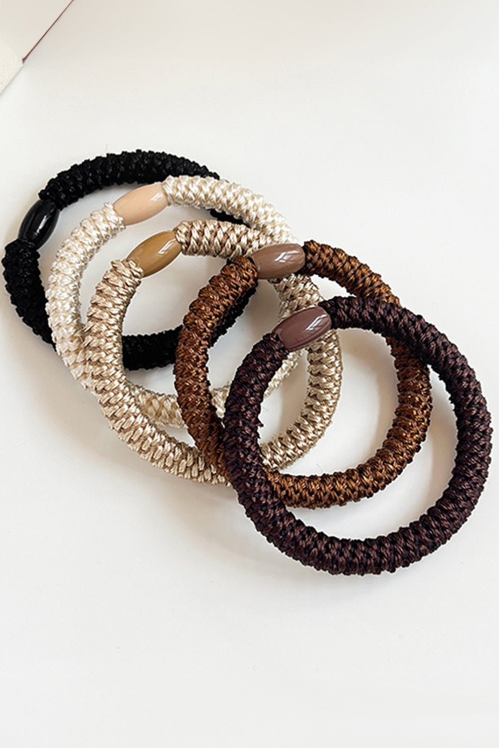 Camel 5Pcs Solid High Elastic Hair Tie Headwear JT's Designer Fashion