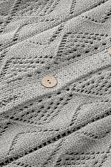 Gray Hollow-out Openwork Knit Cardigan Cardigans JT's Designer Fashion