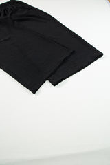 Black Shirred High Waist Plus Size Wide Leg Pants Plus Size Bottoms JT's Designer Fashion
