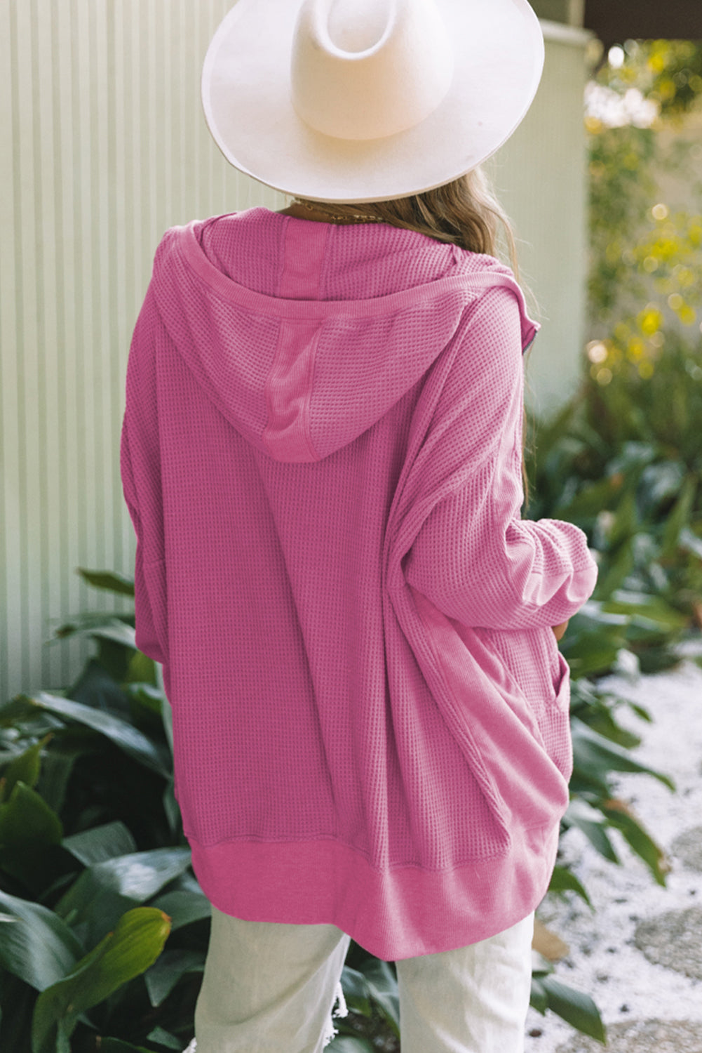 Rose Thermal Waffle Knit Full Zipper Hooded Jacket Jackets JT's Designer Fashion