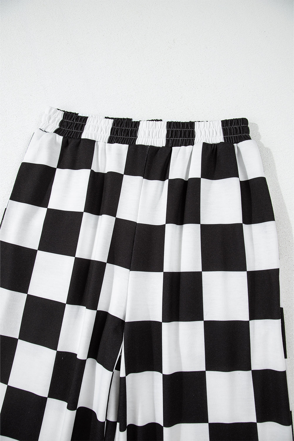 Black Checkerboard Elastic Waist Pocketed Joggers Pants & Culotte JT's Designer Fashion