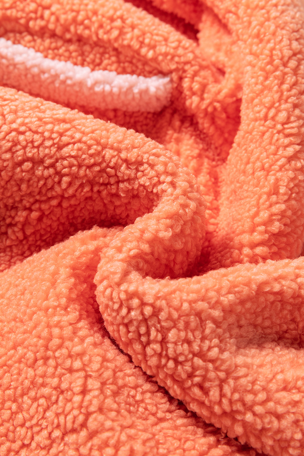 Orange Colorblock Half Zipper Stand Neck Sherpa Sweatshirt Sweatshirts & Hoodies JT's Designer Fashion