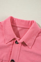 Bonbon Corduroy Flap Detail Button Up Split Shacket Jackets JT's Designer Fashion