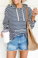 Stripe Kangaroo Pocket Drawstring Hoodie Sweatshirts & Hoodies JT's Designer Fashion