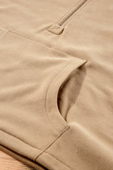 Parchment Fleece Lined Half Zipper Kangaroo Pockets Loose Hoodie Sweatshirts & Hoodies JT's Designer Fashion