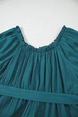 Skobeloff Frilled U Neck Puff Sleeve Belted Ruffle Hem Plus Size Midi Dress Plus Size Mini Dresses JT's Designer Fashion