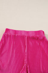 Bright Pink Casual Pleated Short Two-piece Set Short Sets JT's Designer Fashion