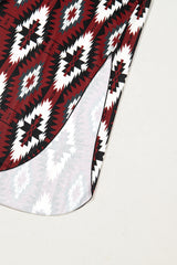 Red Western Aztec Printed Long T-shirt Dress T Shirt Dresses JT's Designer Fashion