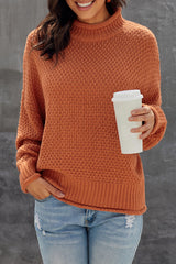 Orange Oversized Chunky Batwing Long Sleeve Turtleneck Sweater Sweaters & Cardigans JT's Designer Fashion