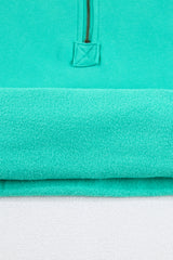 Aruba Blue Fleece Lined Half Zipper Kangaroo Pockets Loose Hoodie Sweatshirts & Hoodies JT's Designer Fashion
