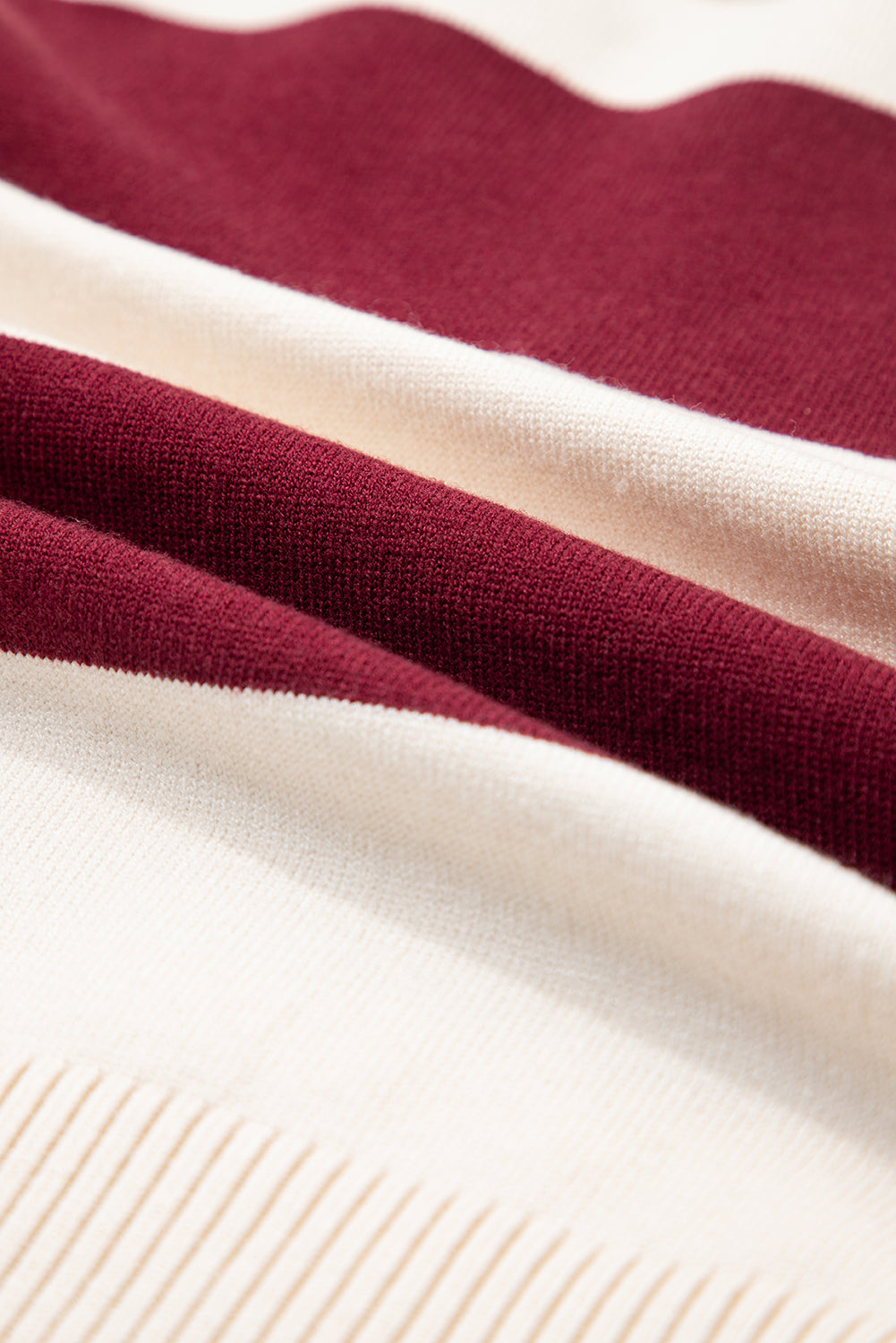 Brown Ribbed Trim Color Block Knitted Polo Collar Sweater Sweaters JT's Designer Fashion