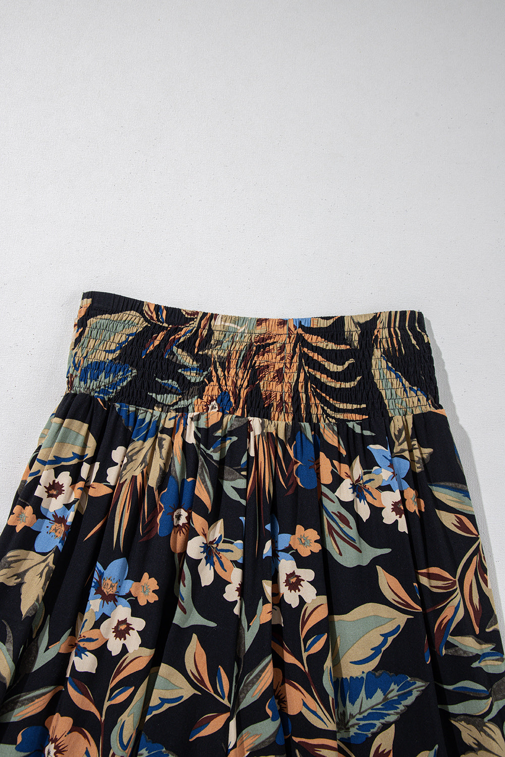 Multicolour Floral Shirred High Waist Wide Leg Pants with Tie Pants & Culotte JT's Designer Fashion