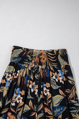 Multicolour Floral Shirred High Waist Wide Leg Pants with Tie Pants & Culotte JT's Designer Fashion