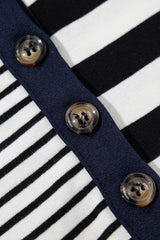 Black Stripe Half Placket Polo T Shirt Dress T Shirt Dresses JT's Designer Fashion