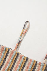 Multicolour Vertical Striped Smocked Cami Top Wide Leg Pants Set Pant Sets JT's Designer Fashion