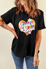 Black Love is Love Rainbow Heart Graphic Crewneck Tee Graphic Tees JT's Designer Fashion