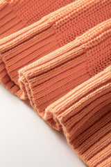 Beige Colorblock Striped Drop Shoulder Cozy Sweater Sweaters JT's Designer Fashion