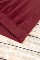 Burgundy Plain Drop Shoulder Crewneck Pullover Sweatshirt Sweatshirts & Hoodies JT's Designer Fashion